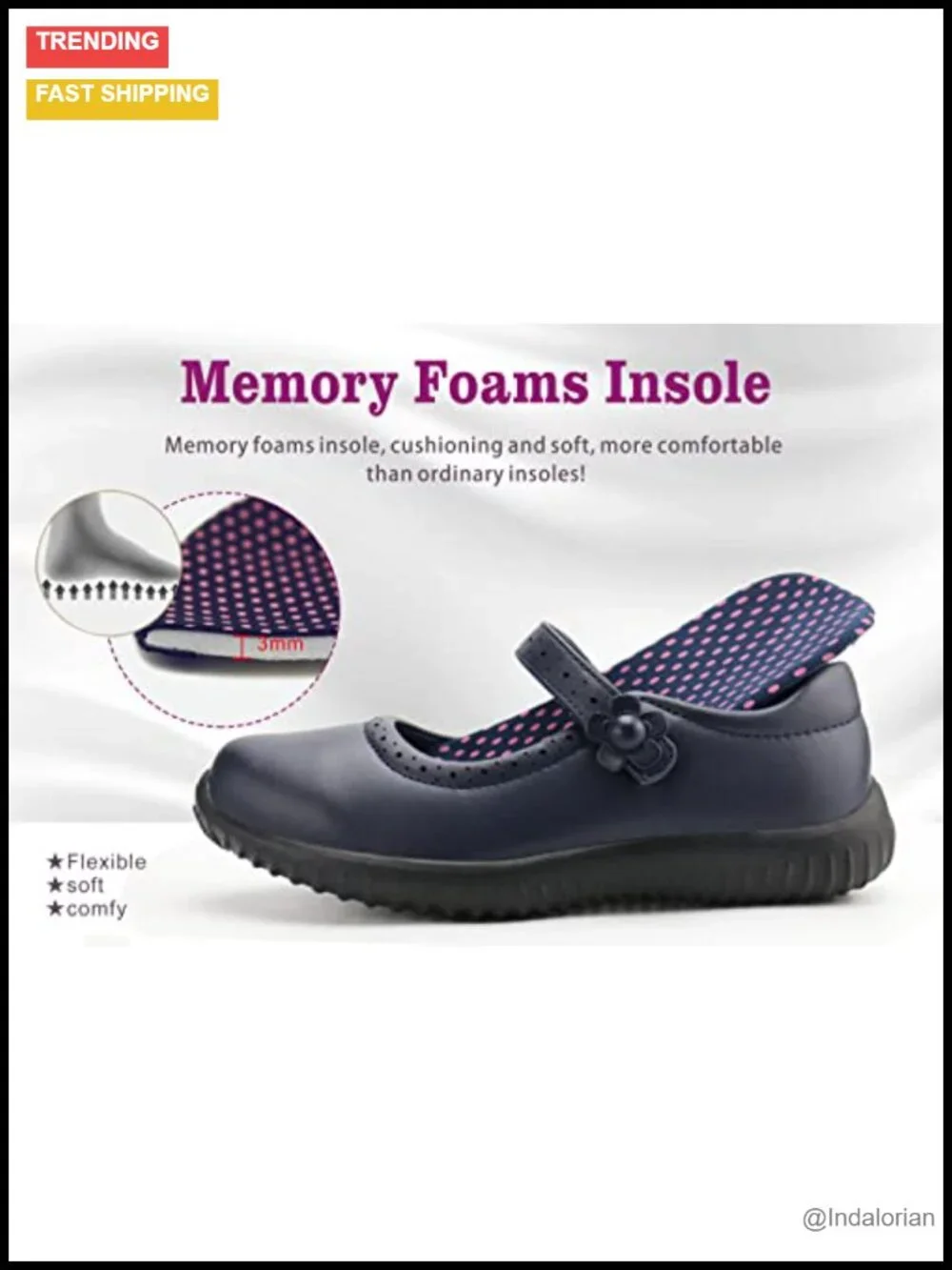 Girl's Mary Jane School Uniform Shoes - Faux Leather Hook & Loop